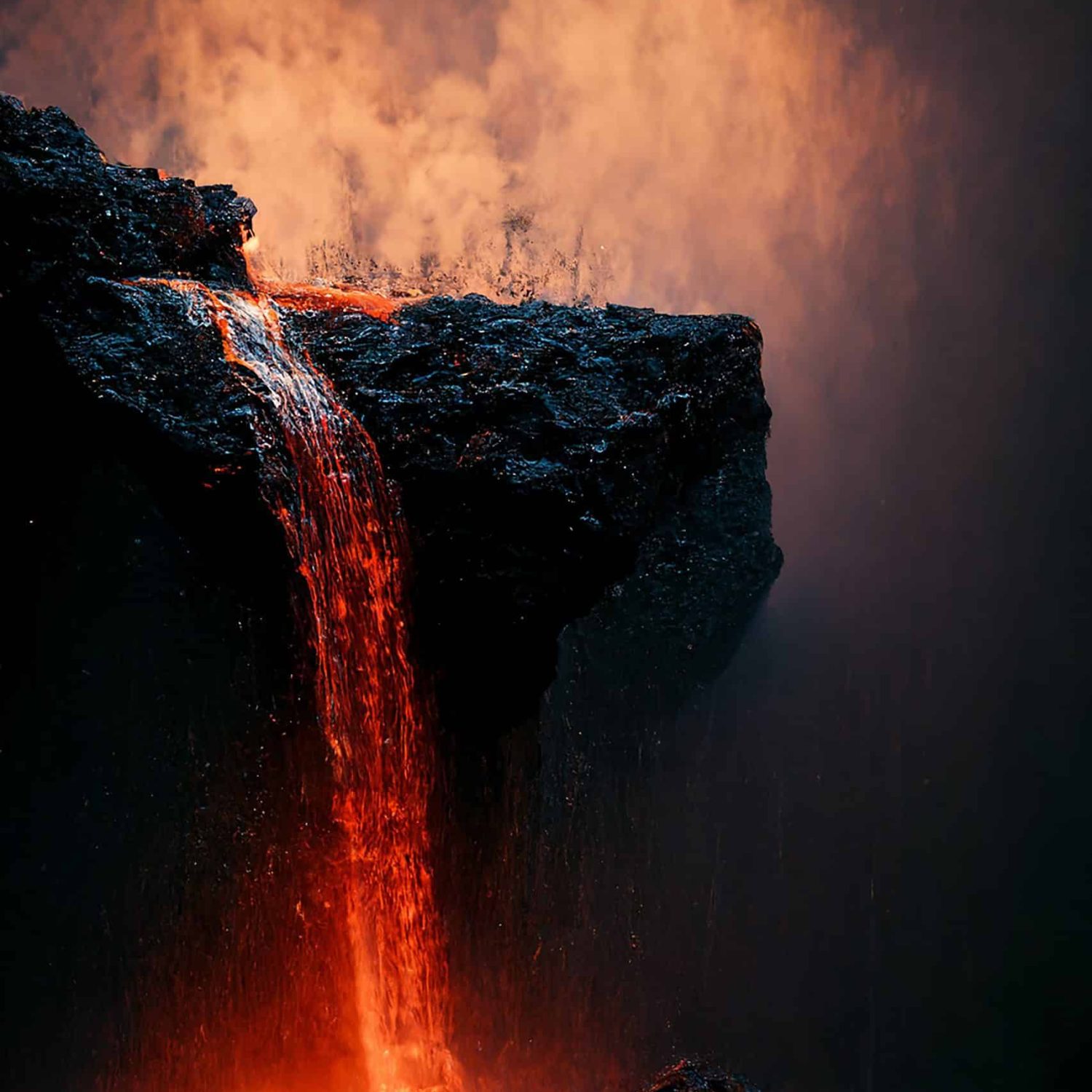 Abstract Illustration A Lava Flowing Into The Sea